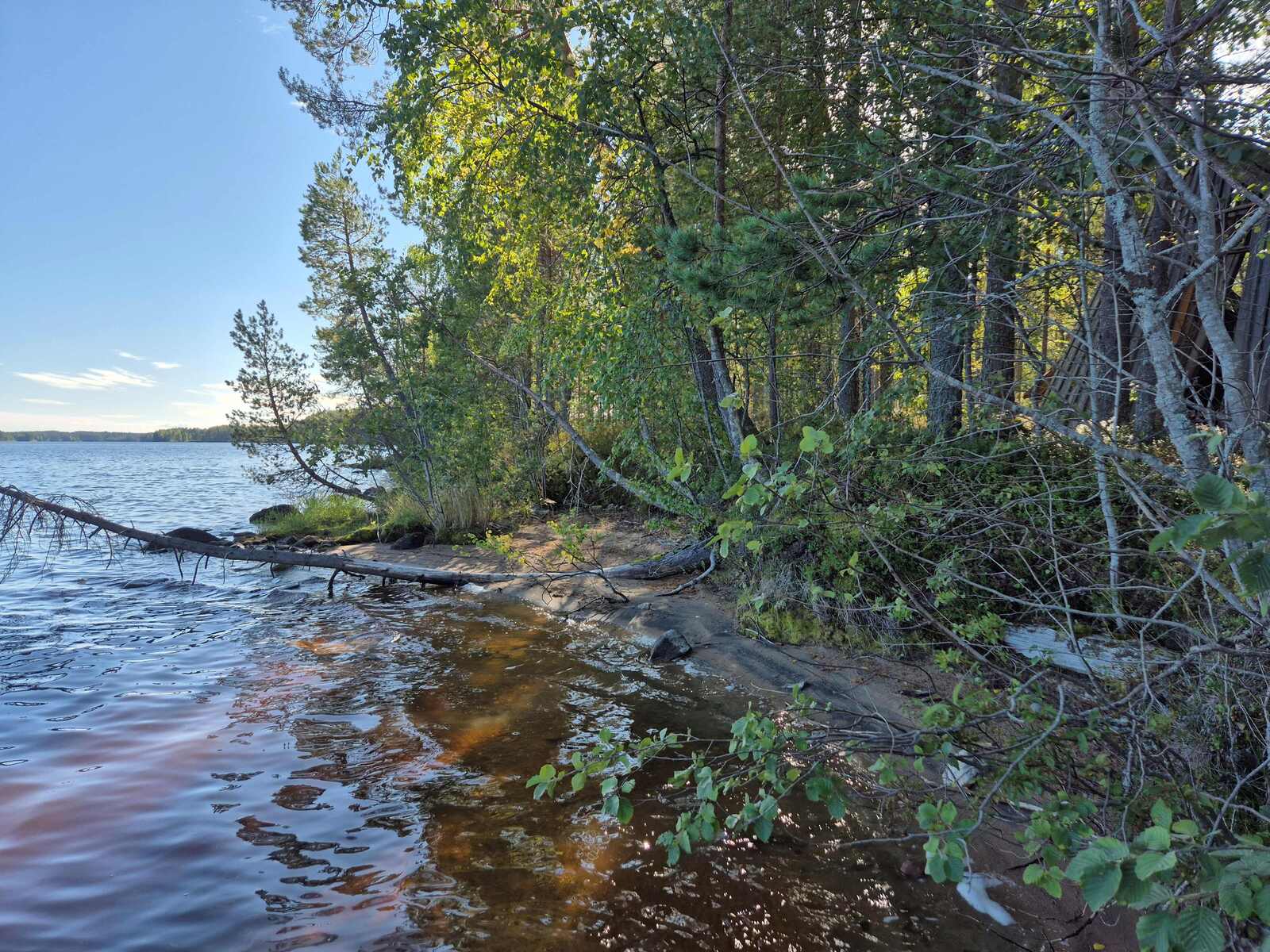 Luonnonhiekkaranta tulee esiin rantaviivassa.
